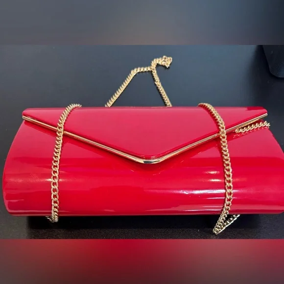DEXMAY patent leather envelope clutch purse shinny candy foldover evening bag - Picture 5 of 13